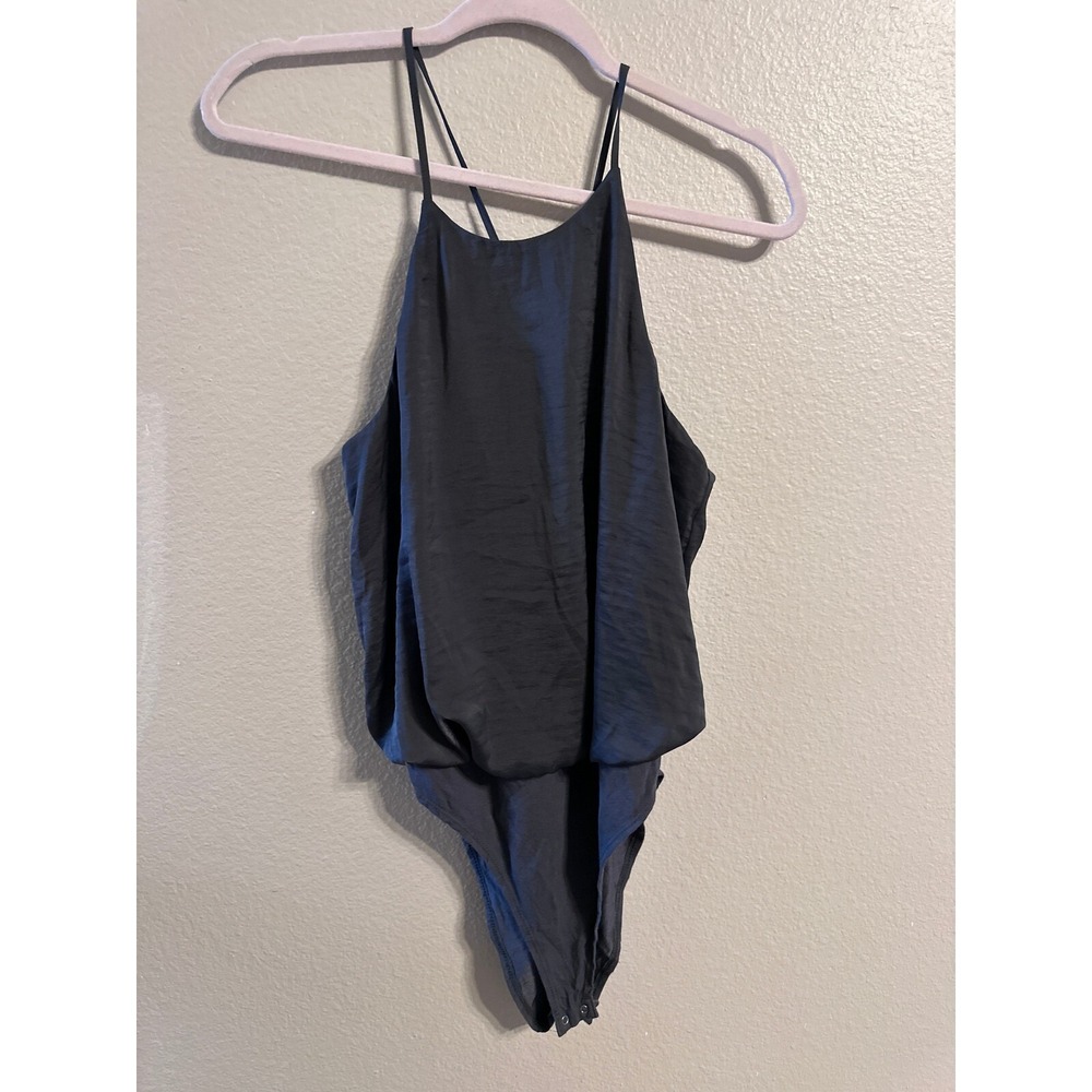 FOREVER 21 Satin Halter Bodysuit Sleeveless Tank Top Blouse Party Clubwear
